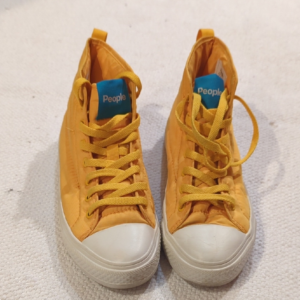 People Unisex Quilted Yellow High-Top Sneakers
